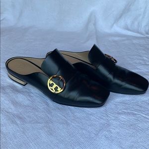 Tory Burch Size 9.5 Black Sidney Backless Loafers